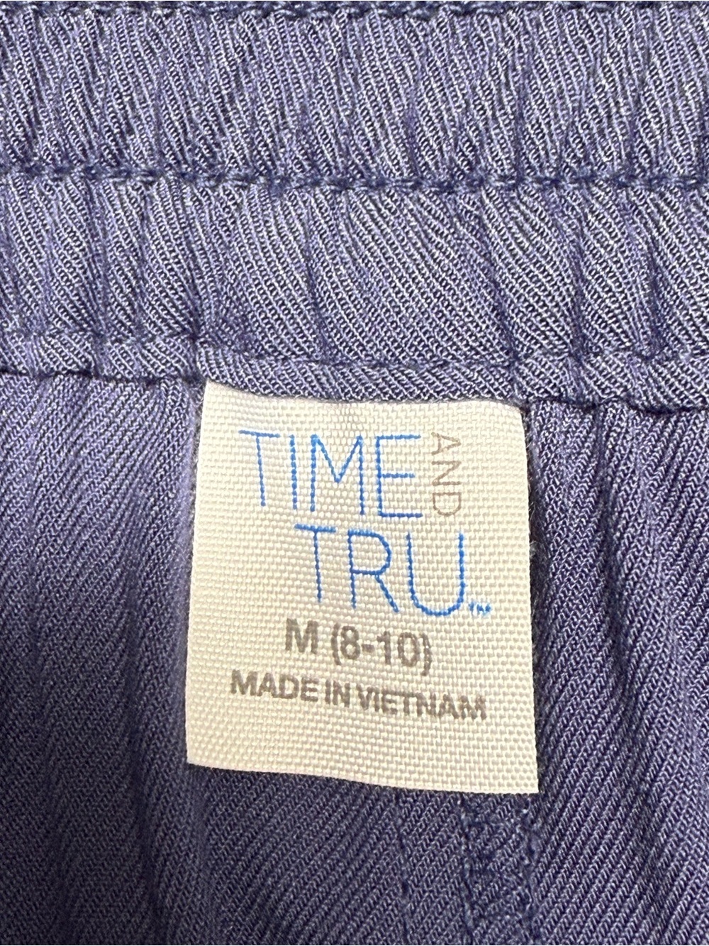 Time And Tru Sz Medium Women’s Blue Relaxed Fit Pull On Wide Leg Crop Pants NWT - Picture 5 of 6